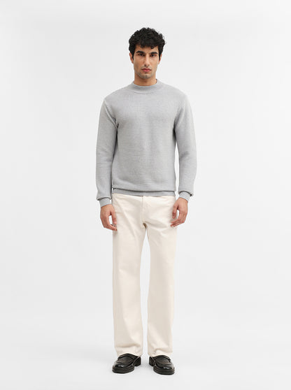 Grey Striped Slim Fit Winter T-Shirt | JadeBlue