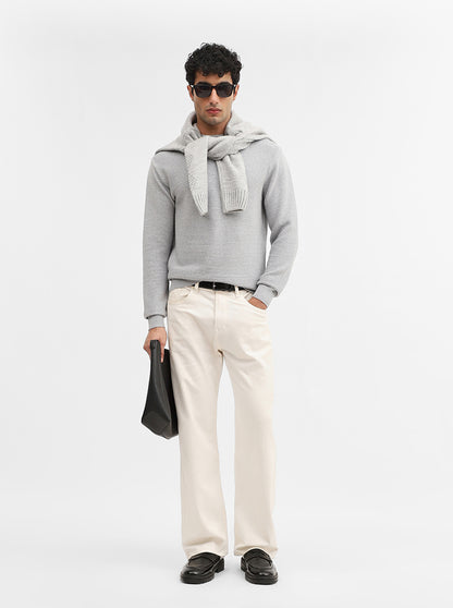 Grey Striped Slim Fit Winter T-Shirt | JadeBlue