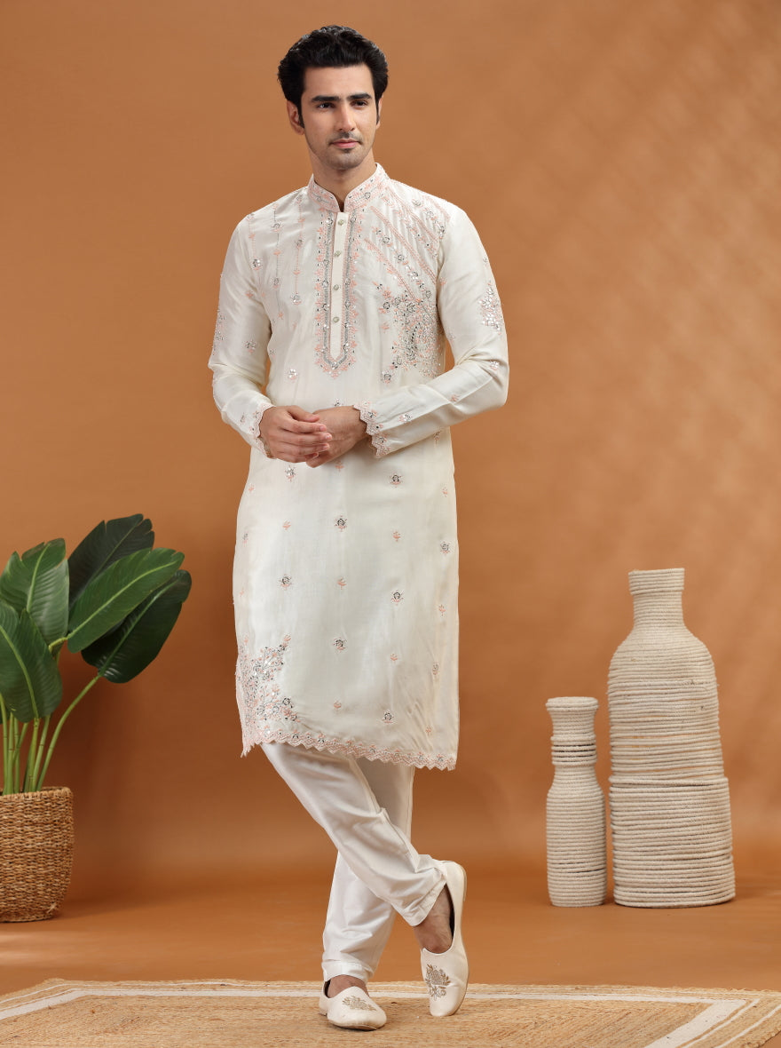 Cream Embroidered Kurta | TULA