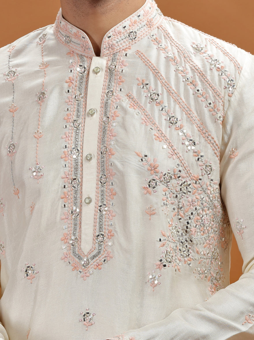 Cream Embroidered Kurta | TULA