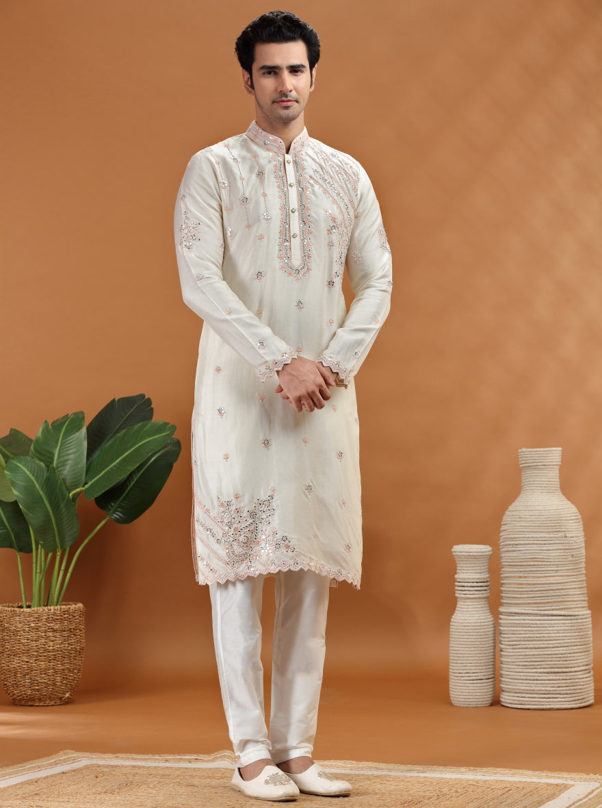 Cream Embroidered Kurta | TULA