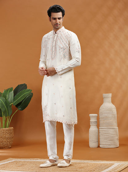 Cream Embroidered Kurta | TULA