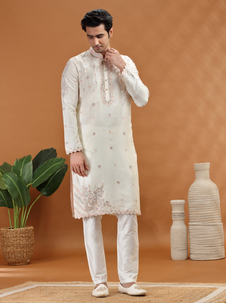 Cream Embroidered Kurta | TULA