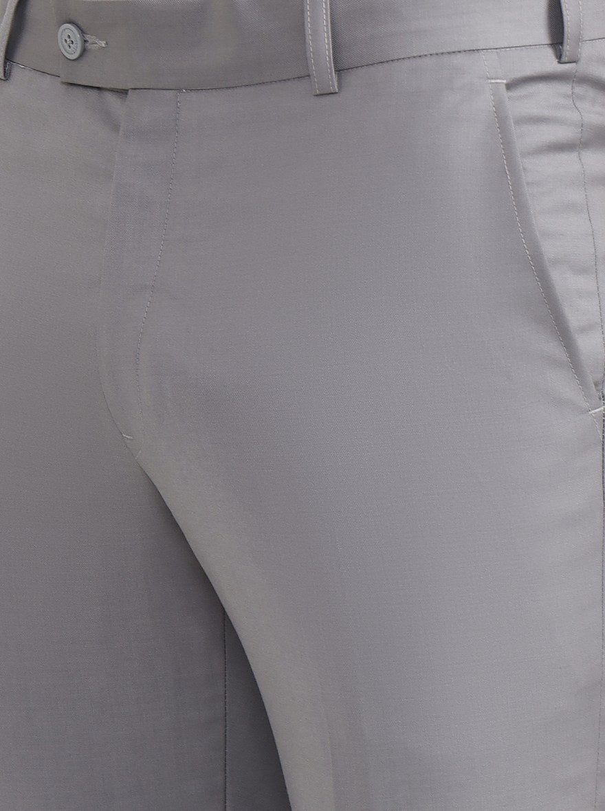 Light Grey Solid Slim Fit Formal Trouser | JadeBlue Super Luxe