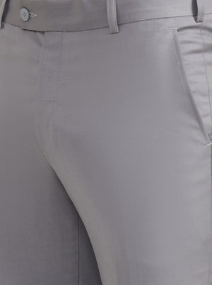 Light Grey Solid Slim Fit Formal Trouser | JadeBlue Super Luxe