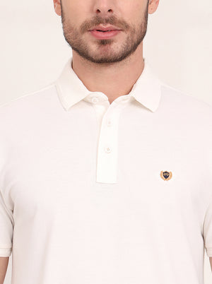 White Solid Slim Fit Polo T-Shirt | JadeBlue
