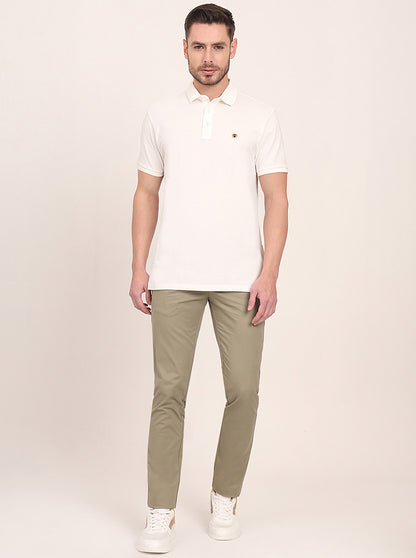 White Solid Slim Fit Polo T-Shirt | JadeBlue