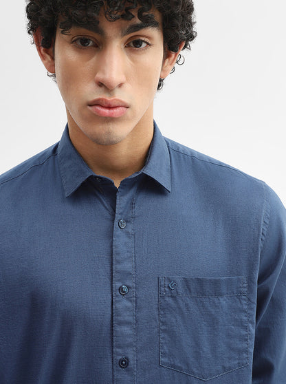 Teal Solid Smart Fit Semi Casual Shirt | Greenfibre