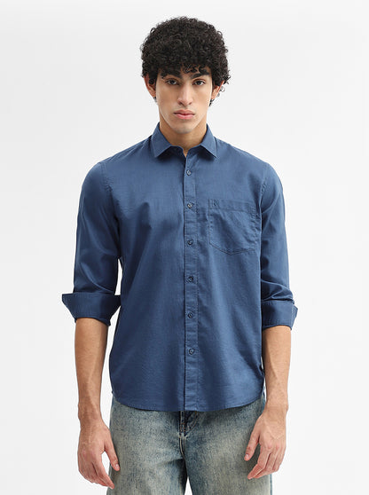 Teal Solid Smart Fit Semi Casual Shirt | Greenfibre