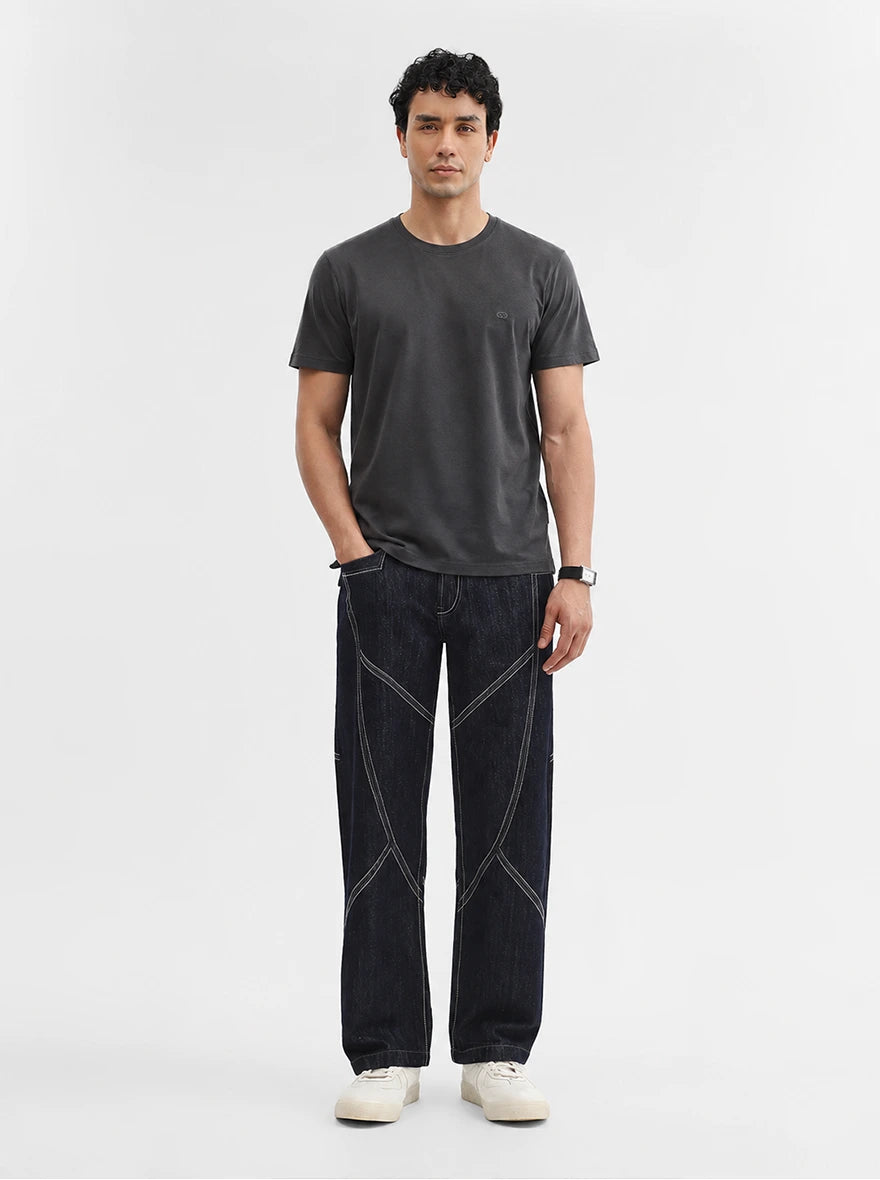 Dark Grey Solid Slim Fit T-Shirt | JadeBlue