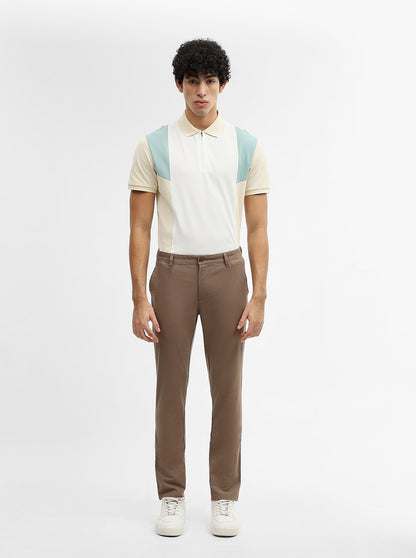 Brown Solid Uno Fit Casual Trouser | JadeBlue