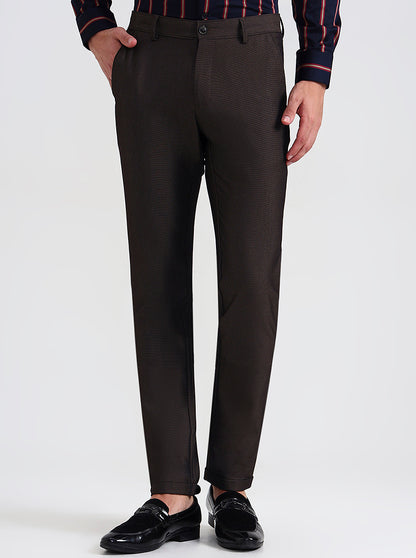 Brown Solid Slim Fit Club Wear Trouser | Wyre
