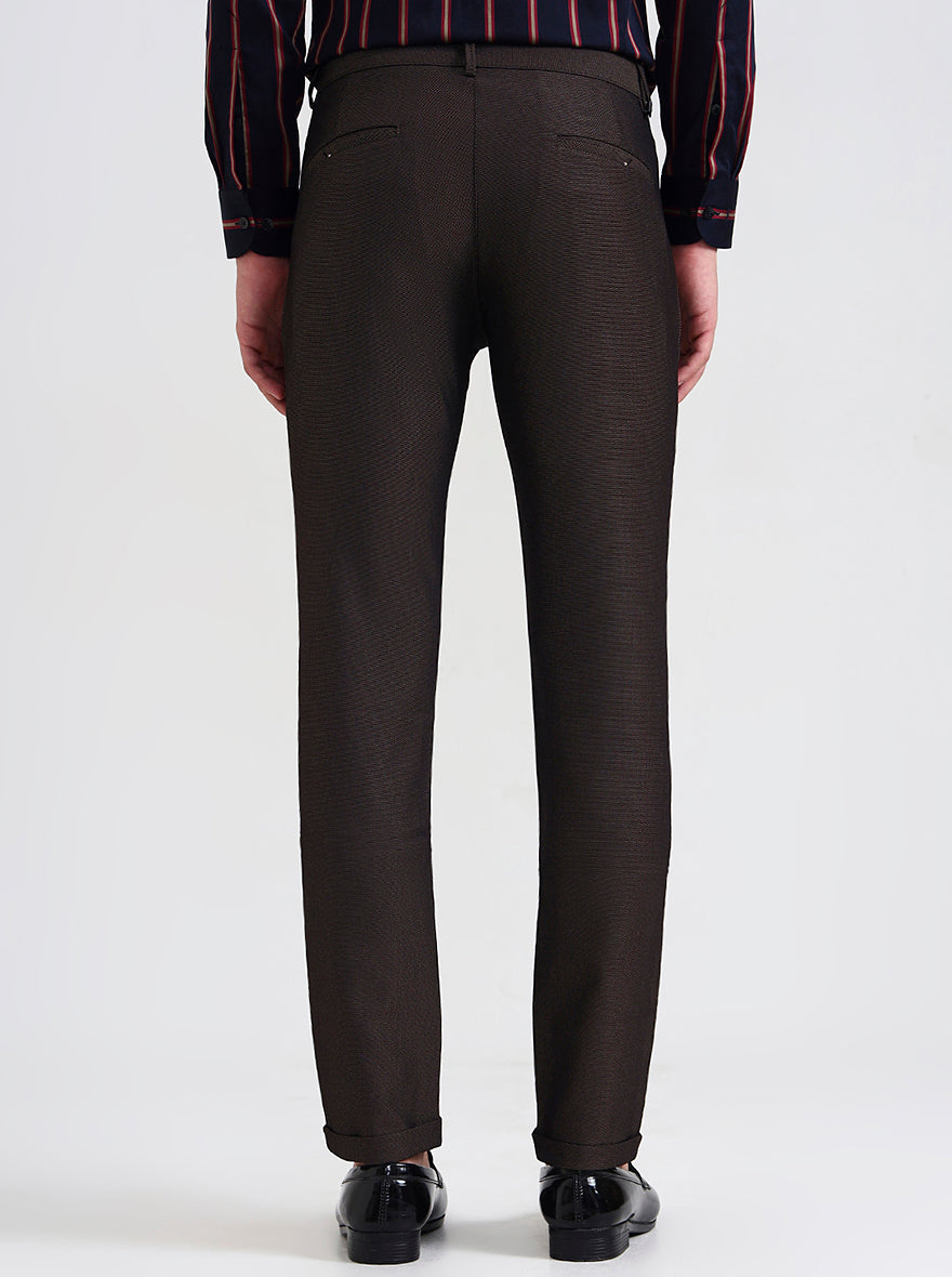 Brown Solid Slim Fit Club Wear Trouser | Wyre