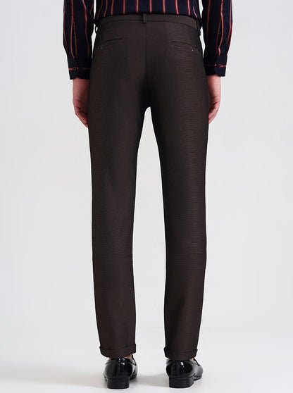 Brown Solid Slim Fit Club Wear Trouser | Wyre