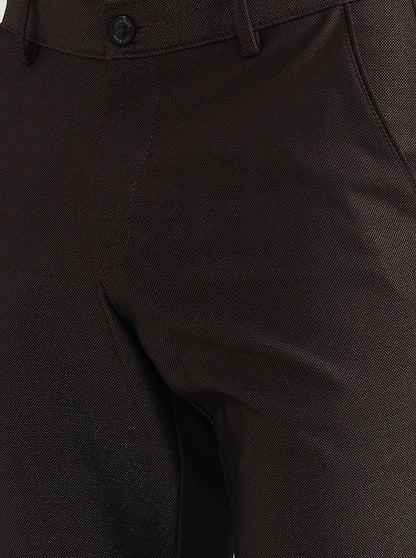 Brown Solid Slim Fit Club Wear Trouser | Wyre