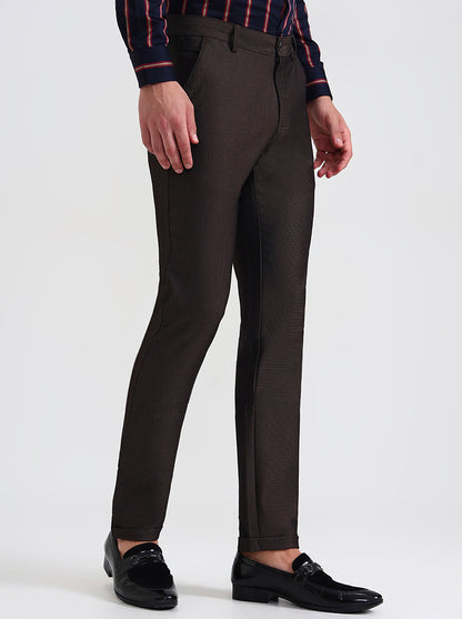 Brown Solid Slim Fit Club Wear Trouser | Wyre