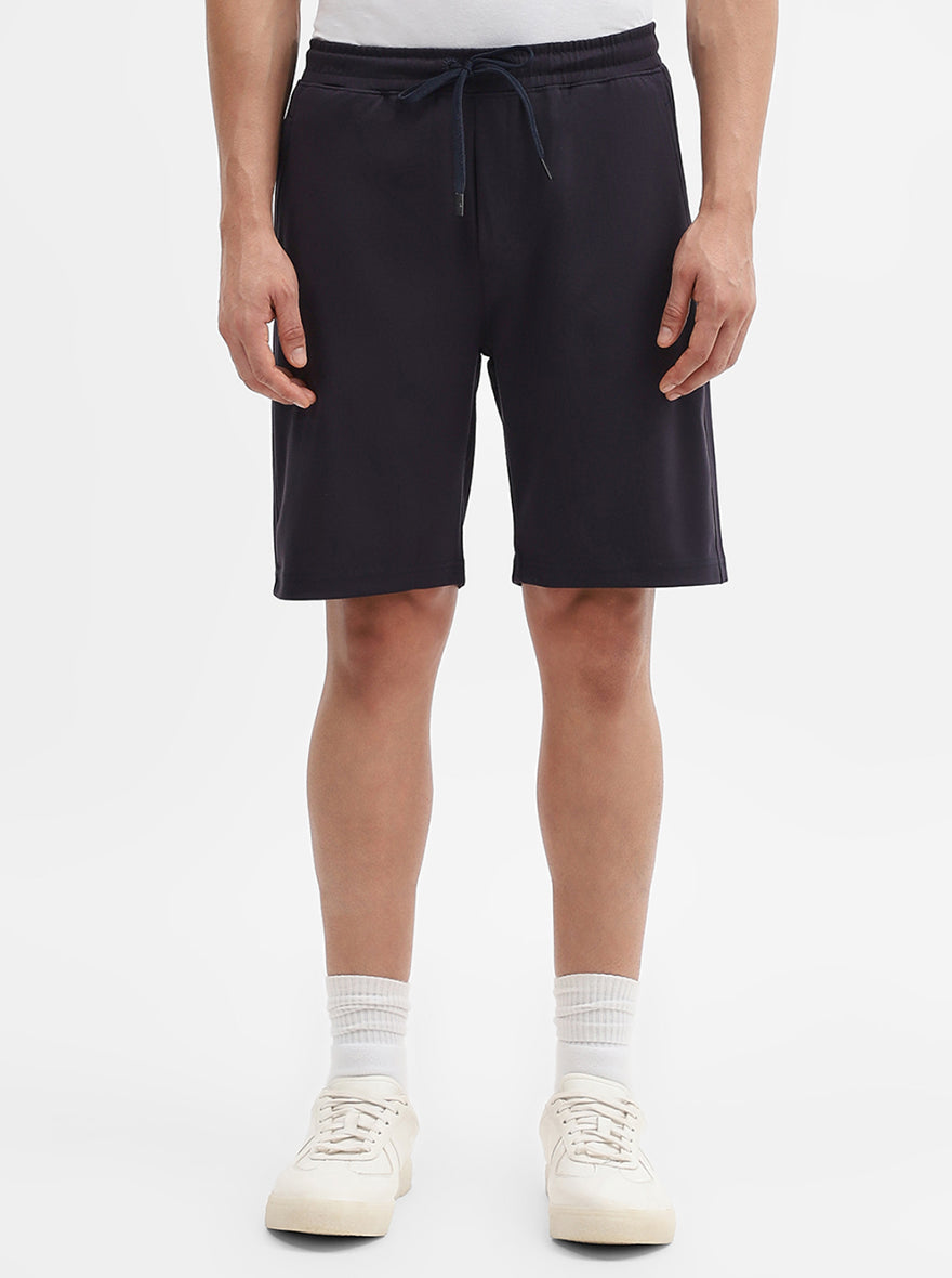 Navy Blue Solid Regular Fit Shorts | JadeBlue