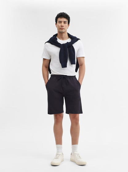 Navy Blue Solid Regular Fit Shorts | JadeBlue
