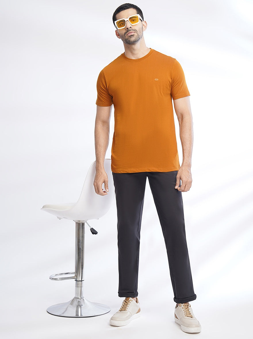 Black Solid Uno Fit Casual Trouser | JadeBlue
