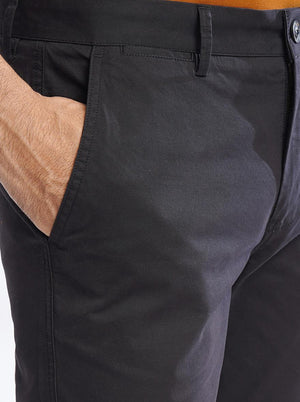 Black Solid Uno Fit Casual Trouser | JadeBlue