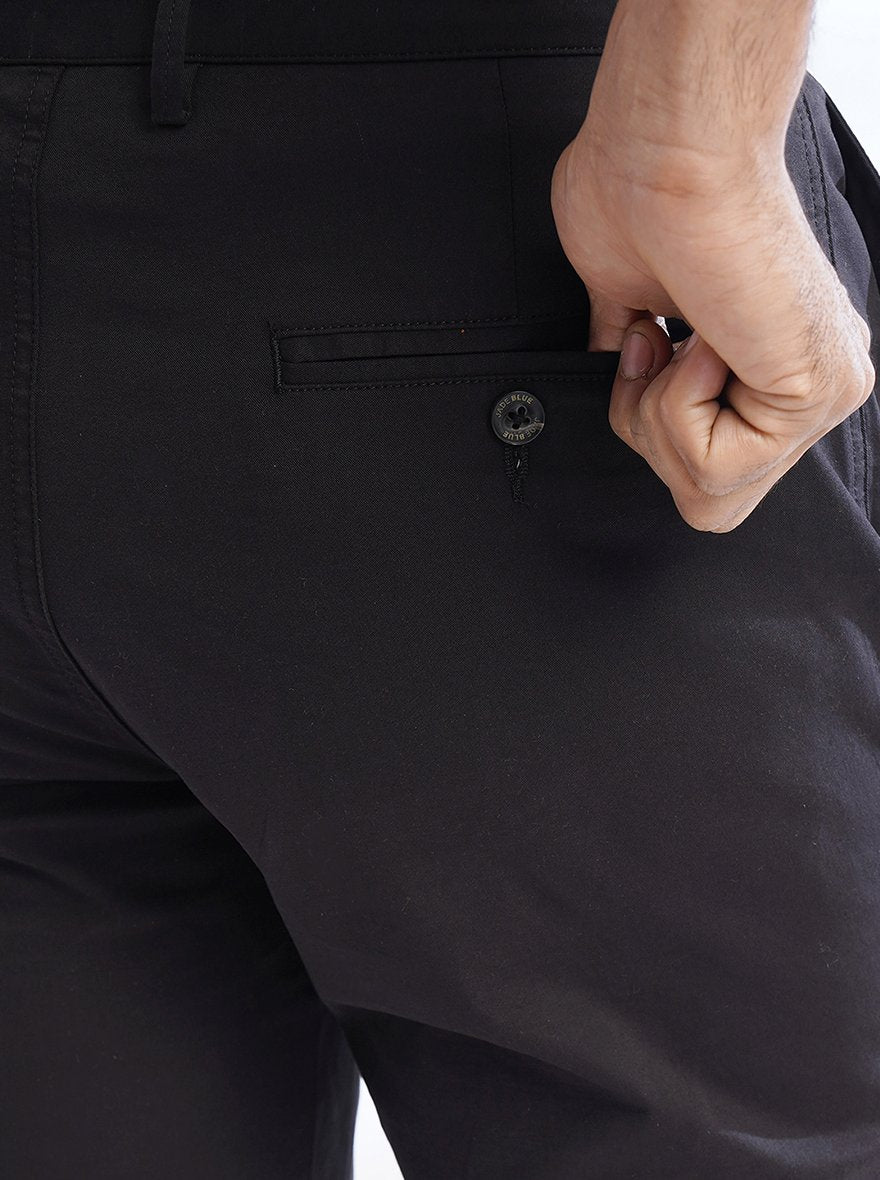 Black Solid Uno Fit Casual Trouser | JadeBlue