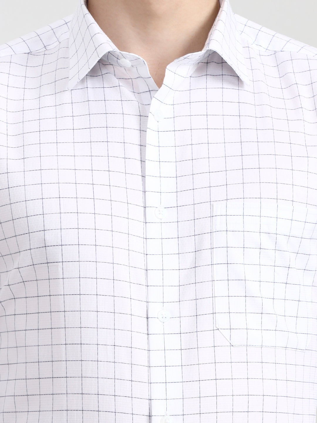 White & Blue Checked Regular Fit Formal Shirt | JadeBlue