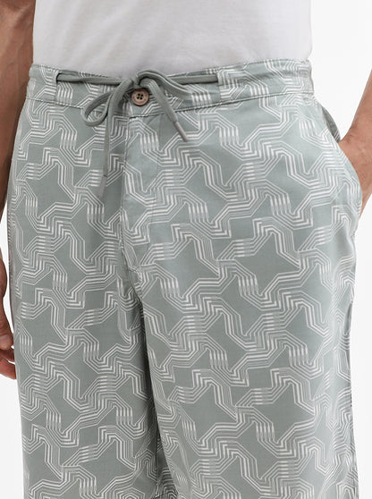 Green Printed Regular Fit Shorts | Greenfibre