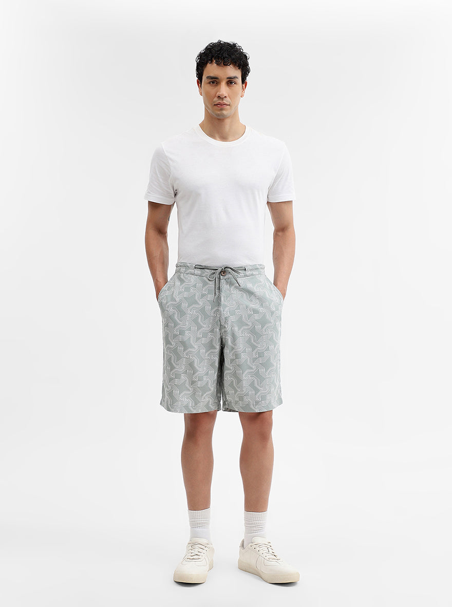 Green Printed Regular Fit Shorts | Greenfibre