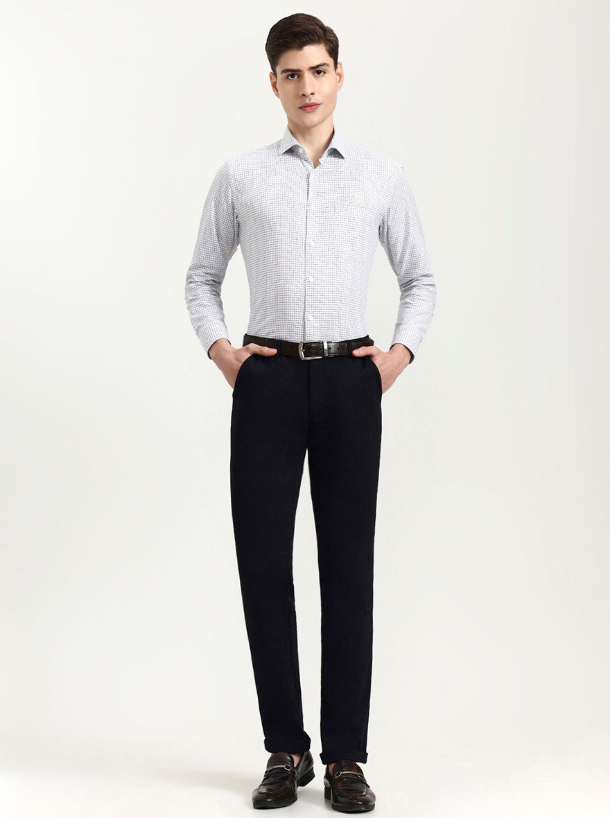 Blue & White Checked Slim Fit Club Wear Trouser | Wyre