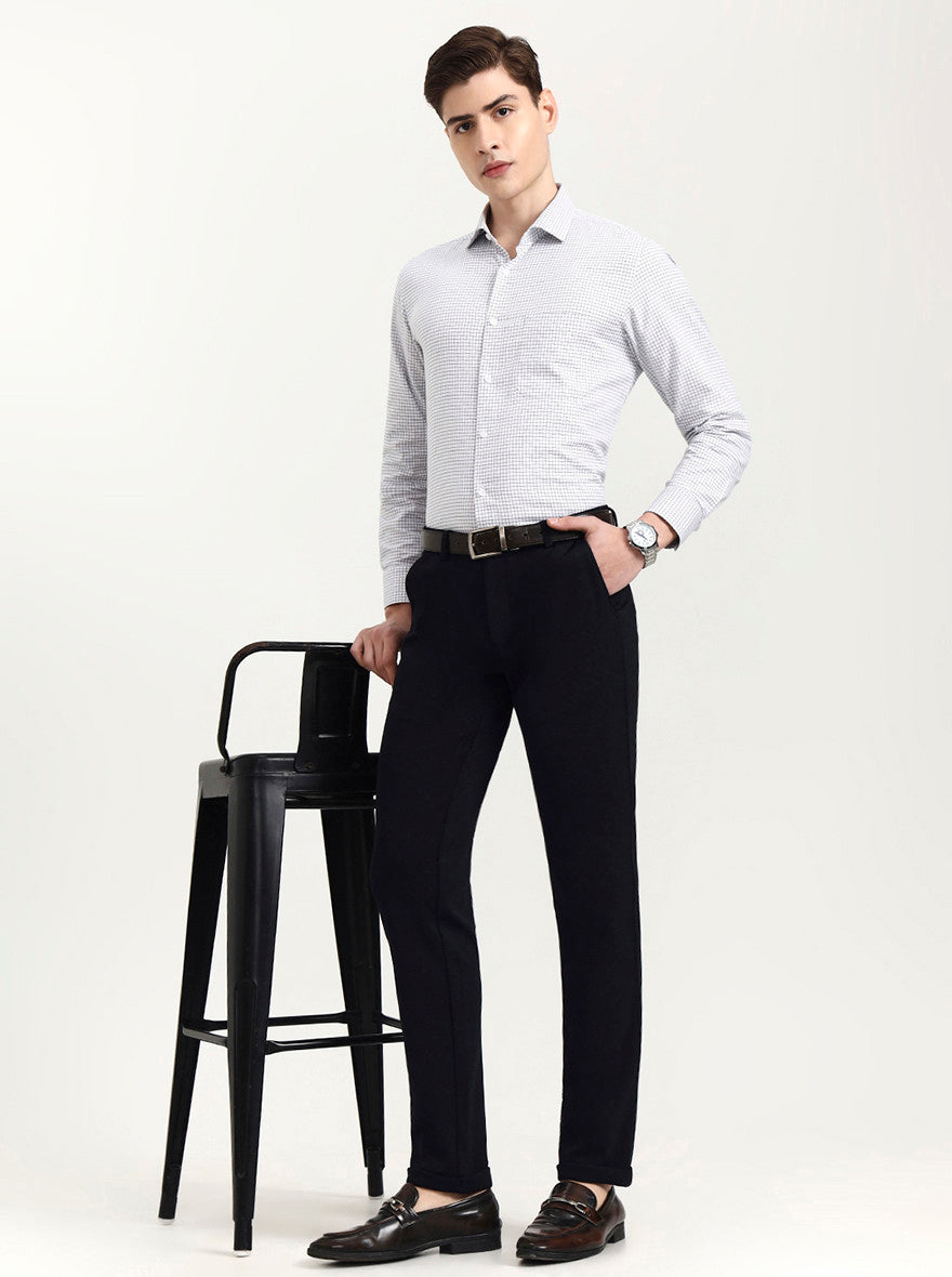 Blue & White Checked Slim Fit Club Wear Trouser | Wyre