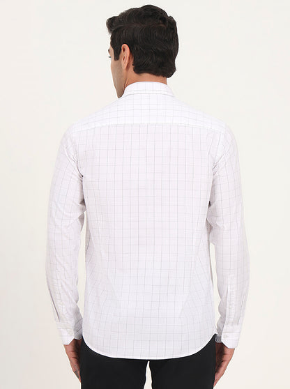 White Checked Slim Fit Semi Casual Shirt | JadeBlue