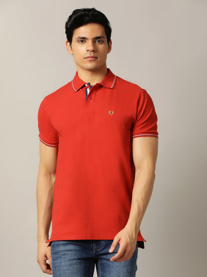 Rust Solid Slim Fit Polo T-Shirt | JadeBlue