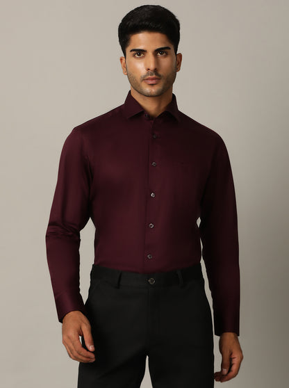 Dark Purple Solid Slim Fit Formal Shirt | Metal