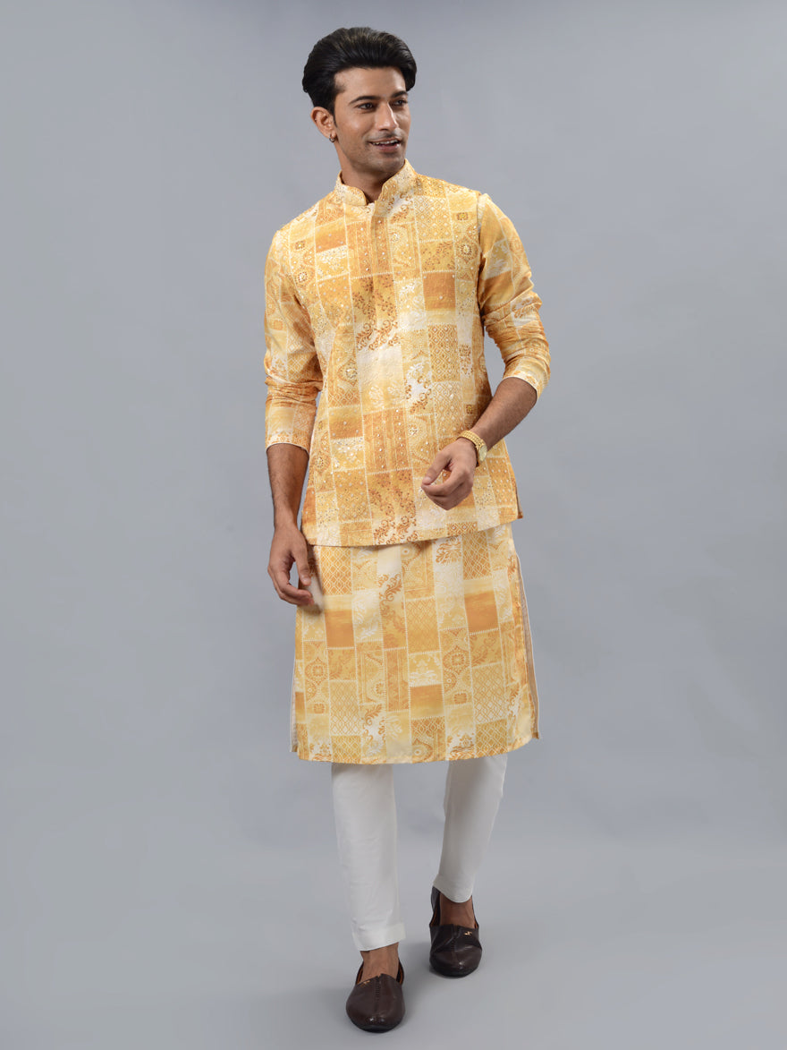 Mustard Kurta Set with Koti | TULA