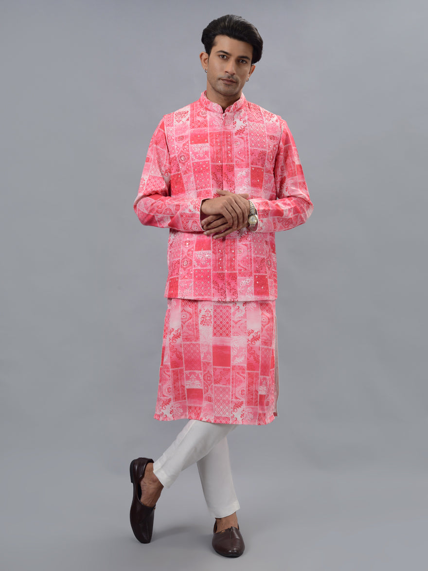 Pink Kurta Set with Koti | TULA