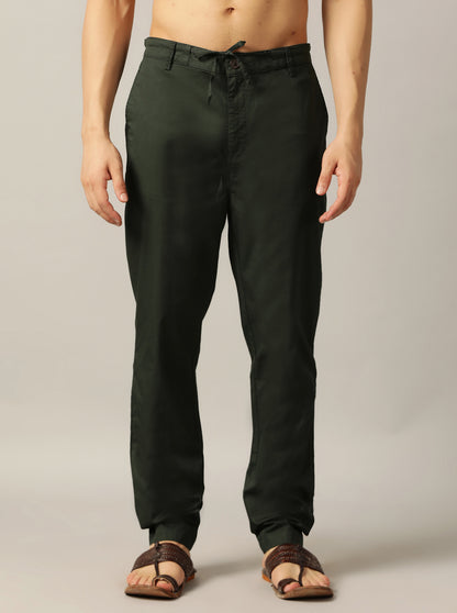 Dark Green Solid Regular Fit Track Pant | JadeBlue