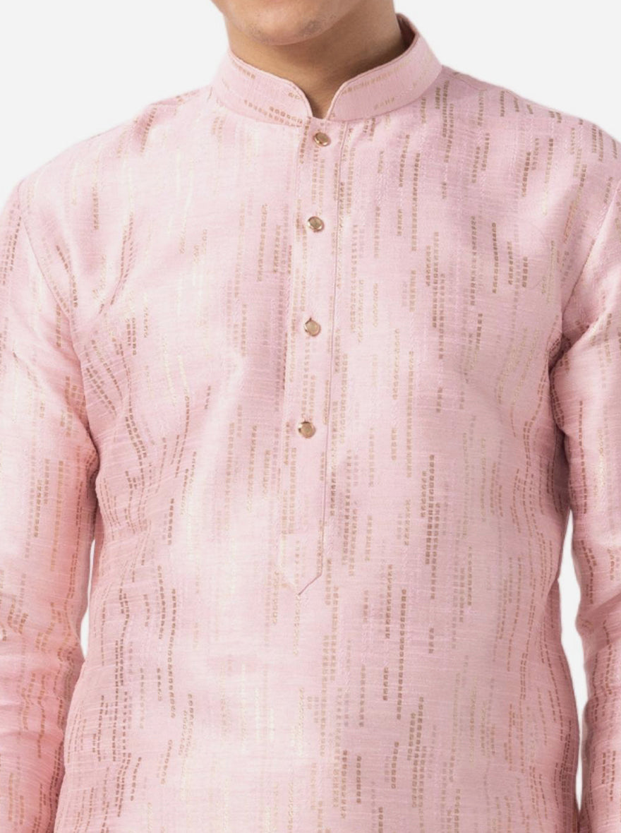 Trendy Blush Pink Self Textured Kurta | The Kurta Company