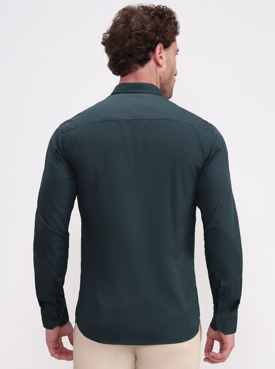 Green Solid Smart Fit Semi Casual Shirt | Greenfibre