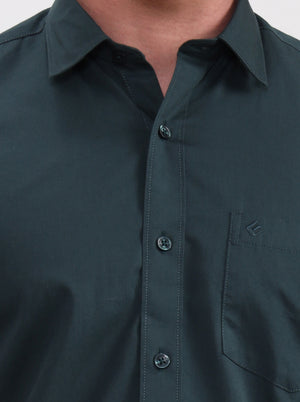 Green Solid Smart Fit Semi Casual Shirt | Greenfibre