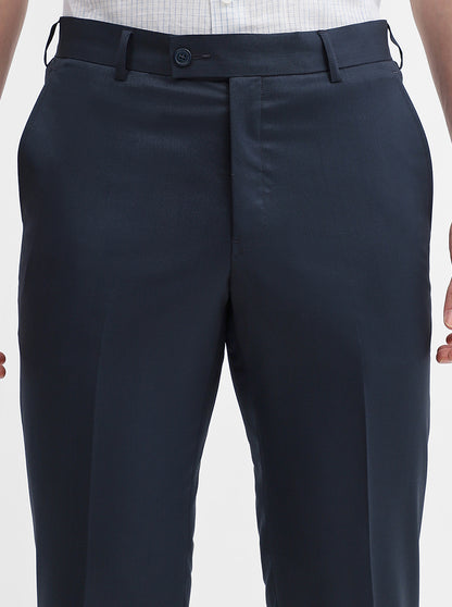 Peacock Blue Solid Slim Fit Formal Trouser | JadeBlue Super Luxe