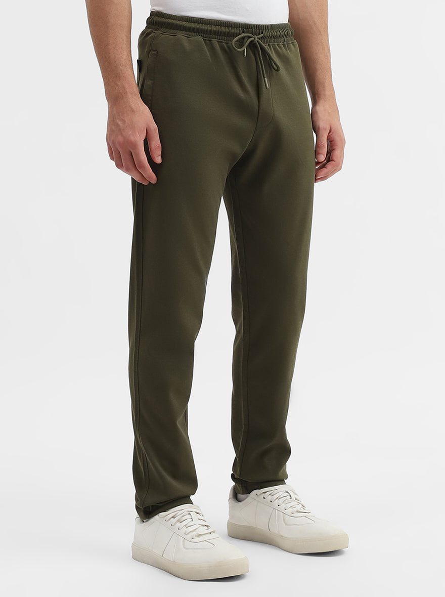 Olive Solid Slim Fit Track Pant | Greenfibre