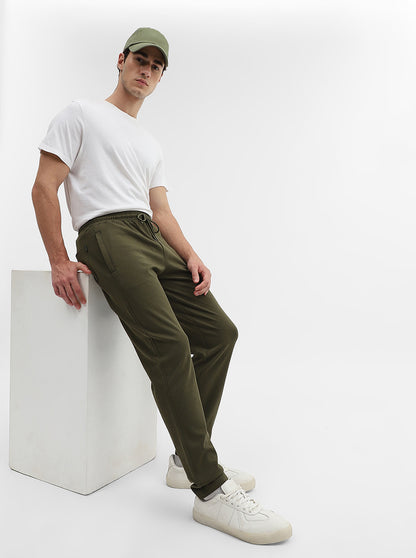 Olive Solid Slim Fit Track Pant | Greenfibre