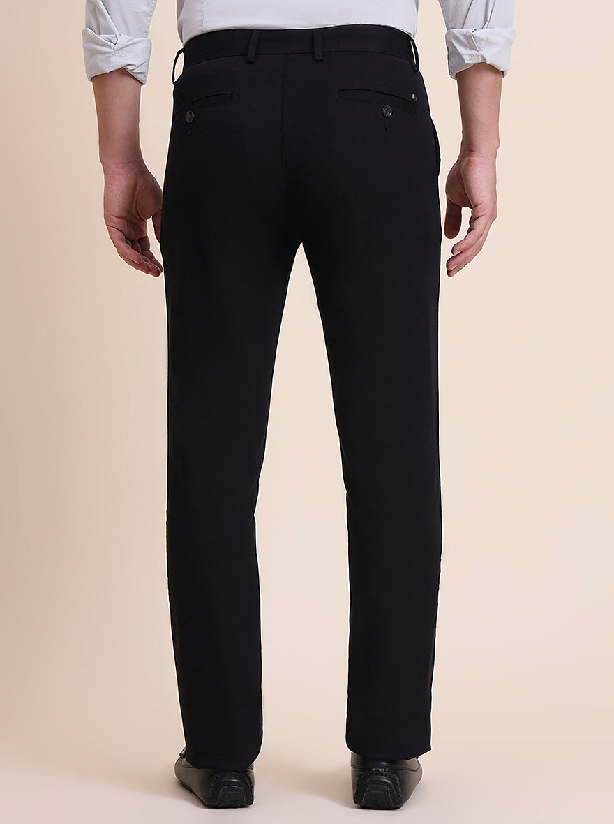 Black Solid Uno Fit Casual Trouser | JadeBlue