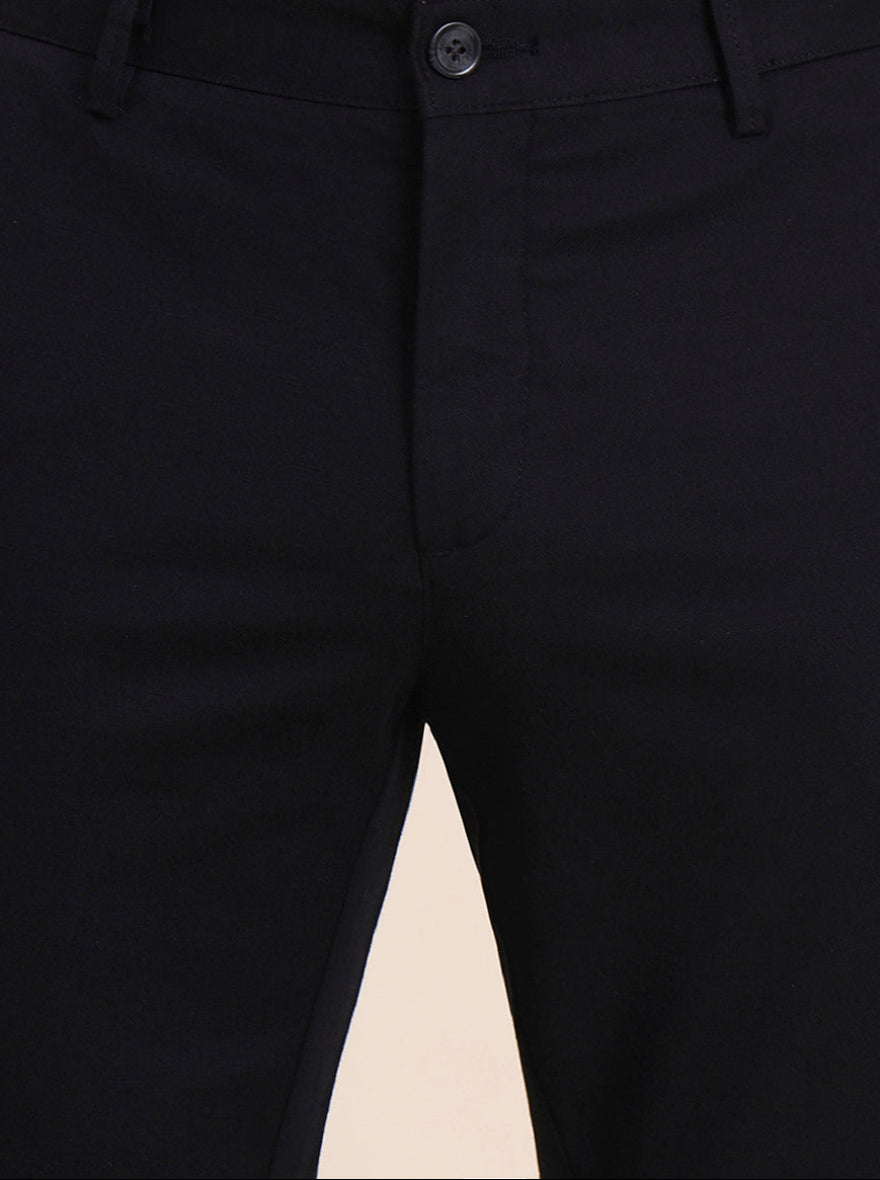 Black Solid Uno Fit Casual Trouser | JadeBlue