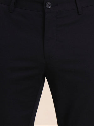 Black Solid Uno Fit Casual Trouser | JadeBlue