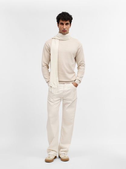 Beige Solid Slim Fit Winter T-Shirt | JadeBlue