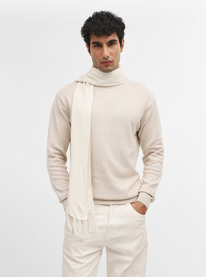 Beige Solid Slim Fit Winter T-Shirt | JadeBlue