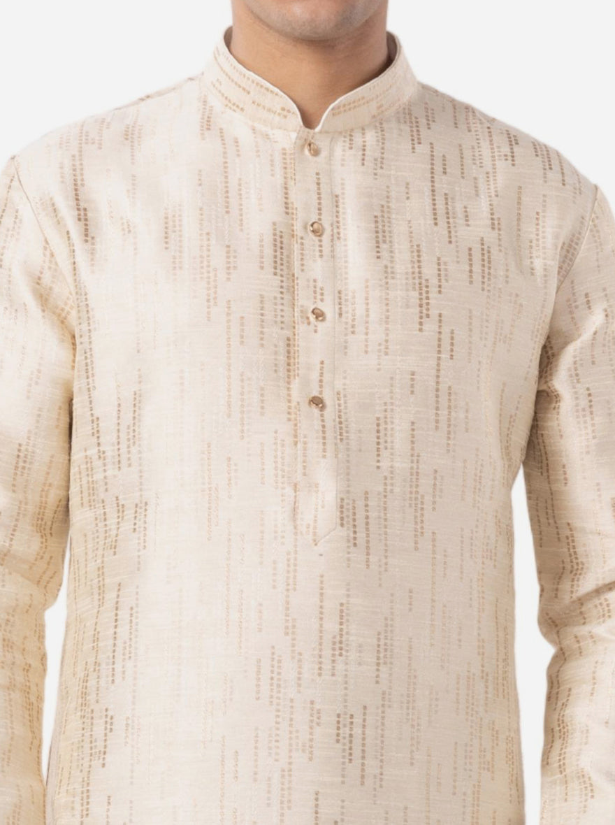 Trendy Pearl White Self-Textured Kurta | The Kurta Company