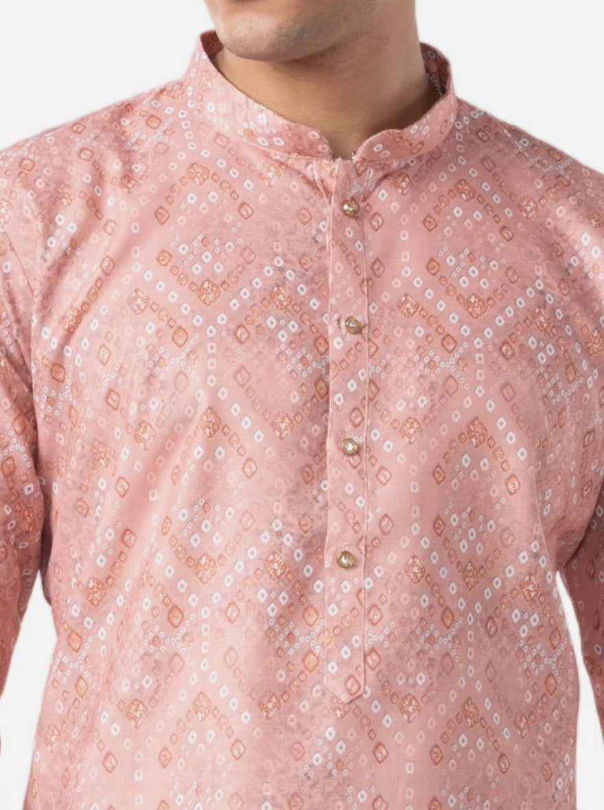 Ethnic Peach & Orange Printed Kurta | The Kurta Company