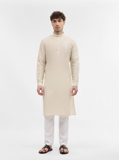 Cream Solid Modi Kurta | JadeBlue